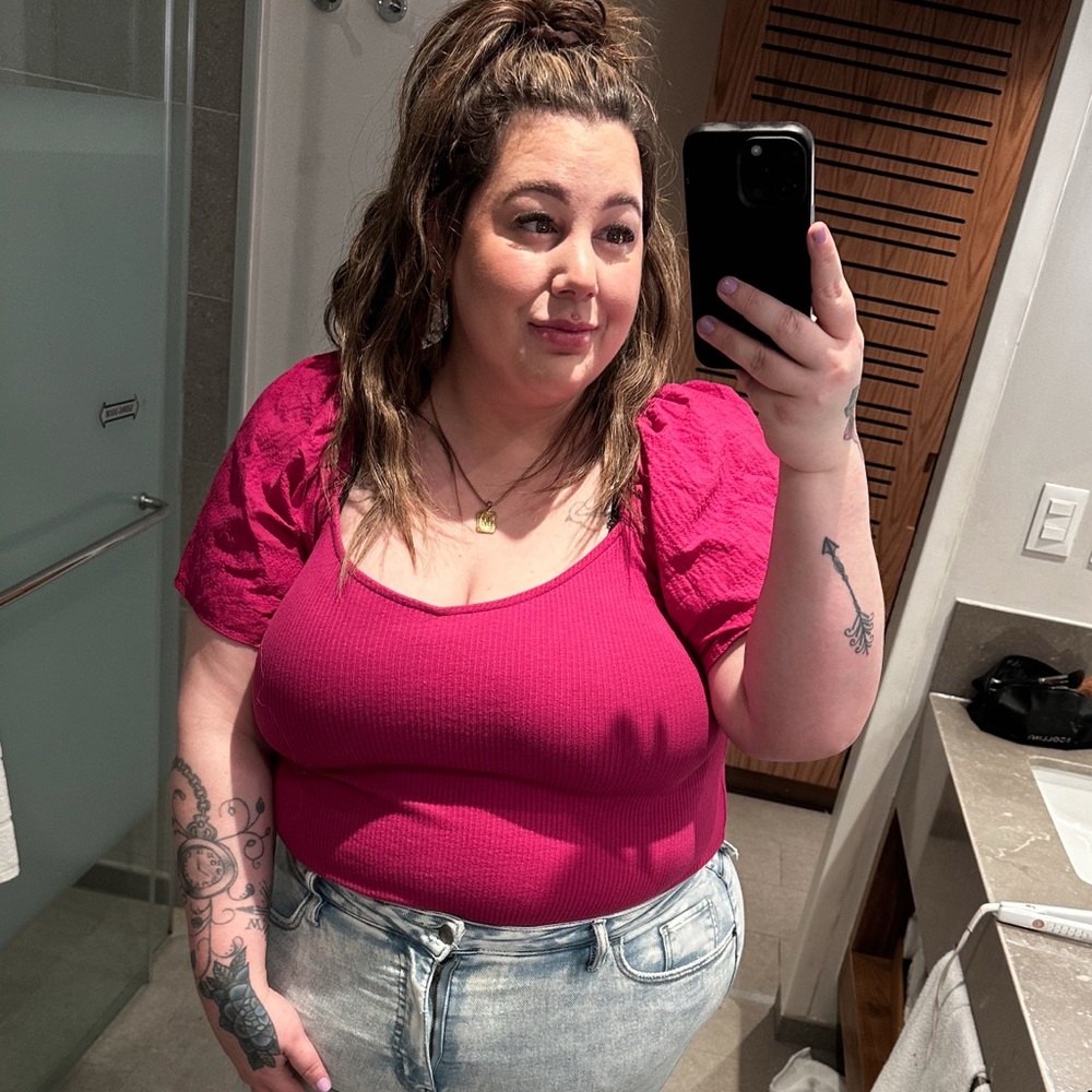 Ava & Viv Pink Fitted Blouse